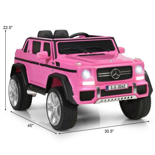 Coche infantil Mercedes-Benz de 12 V con licencia, color rosa.