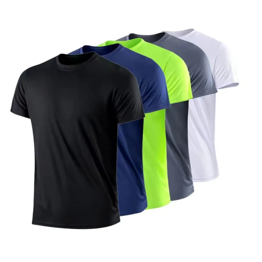High Quality Men Breathable Fast Drying Running Sports Fitness Breathable Comfortable Short Sleeve T-Shirt Casual Light Gym Tops