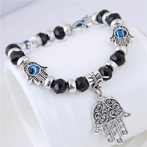 Magic Hands Theme Beads Fashion Women Costume Bracelet - Black