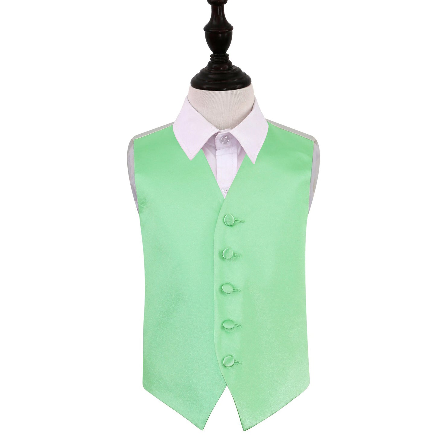 Plain Satin Waistcoat - Boys - Mint Green, 30' gentlemen
