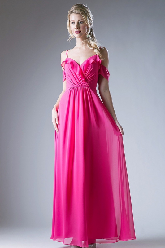 Vestido largo de gasa con cintura imperio