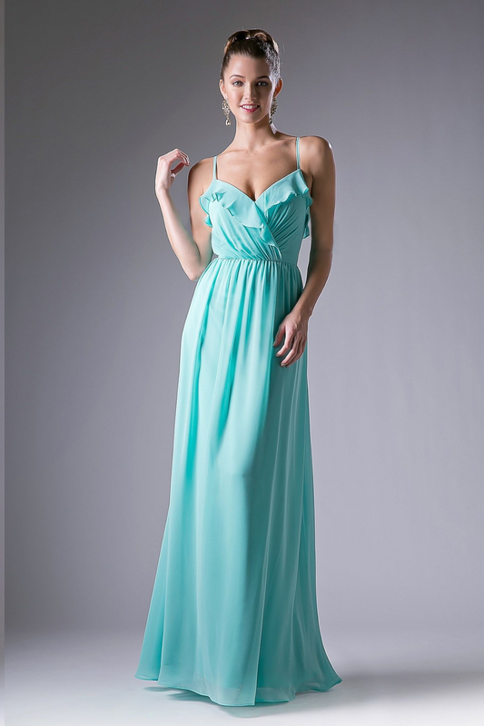 Vestido largo de gasa con cintura imperio