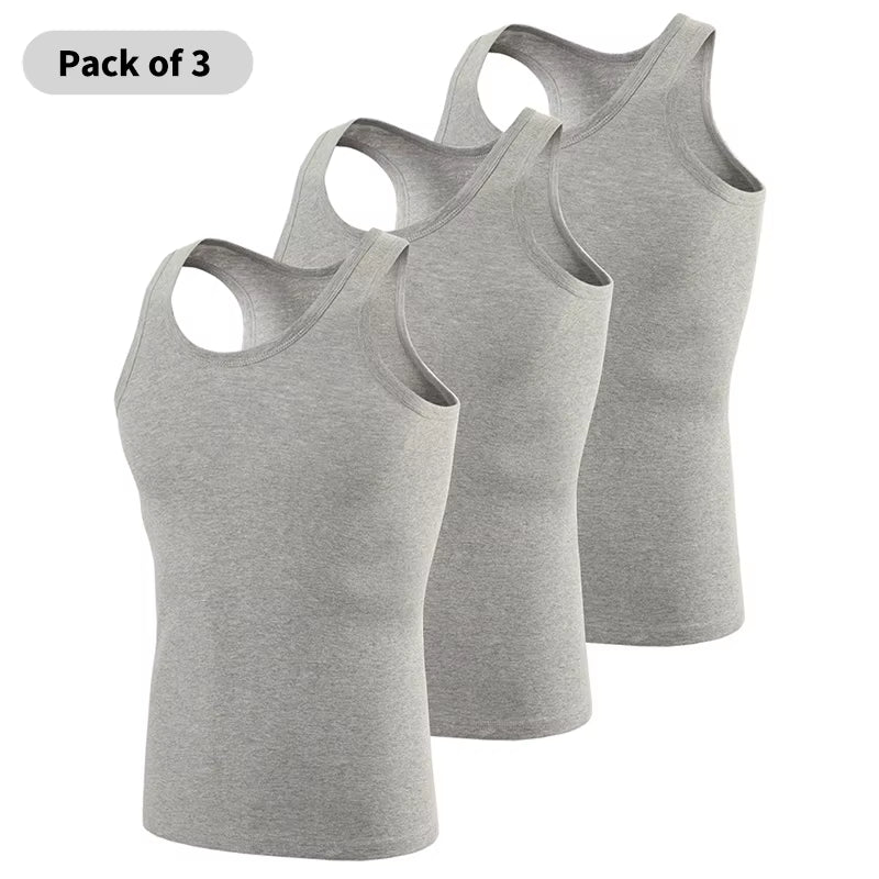 1/3 Pack Four Seasons Men'S Cotton Joker Vest Teenagers Simple Fit Sports Fitness T-Shirt Middle-Aged Casual Sleeveless Shirt