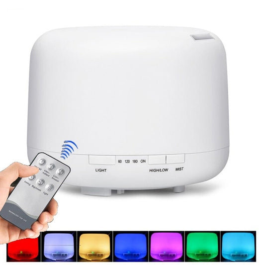 Difusor de aromaterapia de aceites esenciales que cambia de color con control remoto 