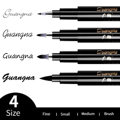 4Pcs/Set Calligraphy Pen Hand Lettering Art Pens Brush Ink Lettering Pens Markers for Writing Drawing Black Ink Pens Art Marker