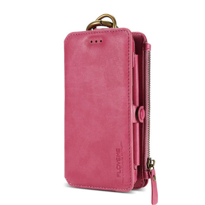 Color: Pink, Style: Iphone 8 plus - Business PU bag mobile phone case
