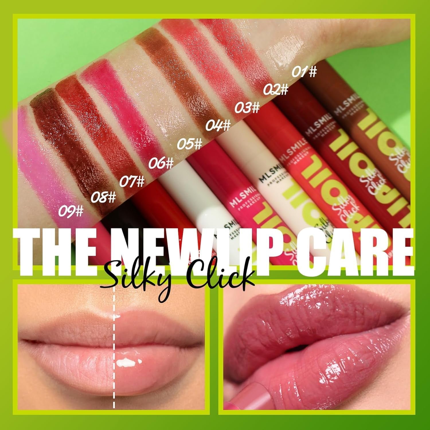 3 Colors Fat Lip Oil Click Slick, Moisturizing and Long-Lasting Lip Balm, Non-Stick and High Pigment Lip Glow Oil, Lightweight Lip Plumper with Coconut Oil (Set: A)