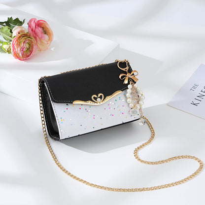 Color: Black, Size: Medium - Messenger Bag Ladies Western Style Shoulder Bag Small Fragrance Chain Handbag