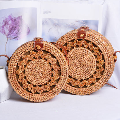 Size: 17X11cm, Color: Style 1 - Rattan bag Messenger bag straw bag