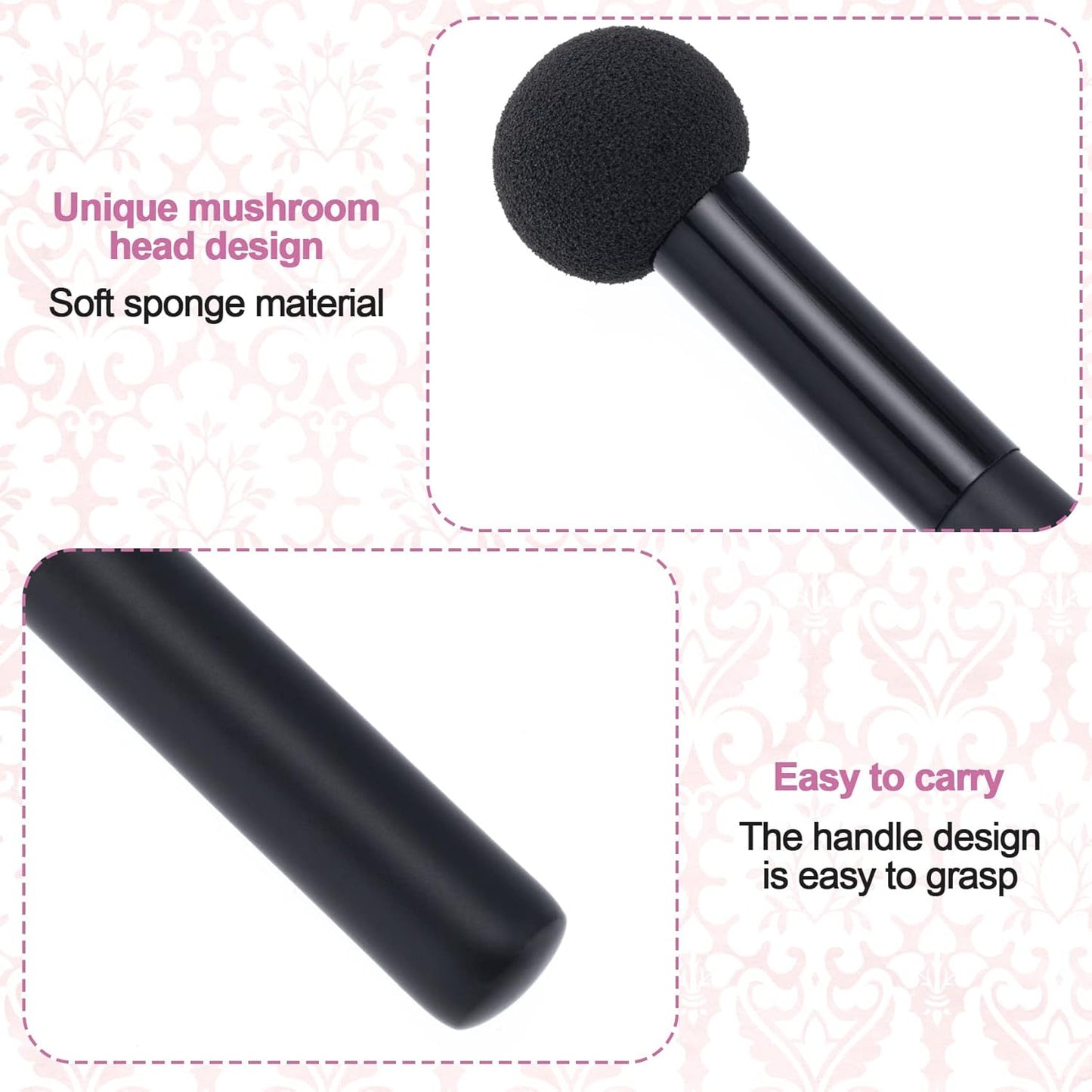 6Pcs Sponge Makeup Applicator with Handle, Sponge Eyeshadow Applicators Makeup, Eyeshadow Sponge Brush, Cotton Eye Makeup Eyeshadow Brushes Set for Women Girls (4.5 Inch Long) Washable