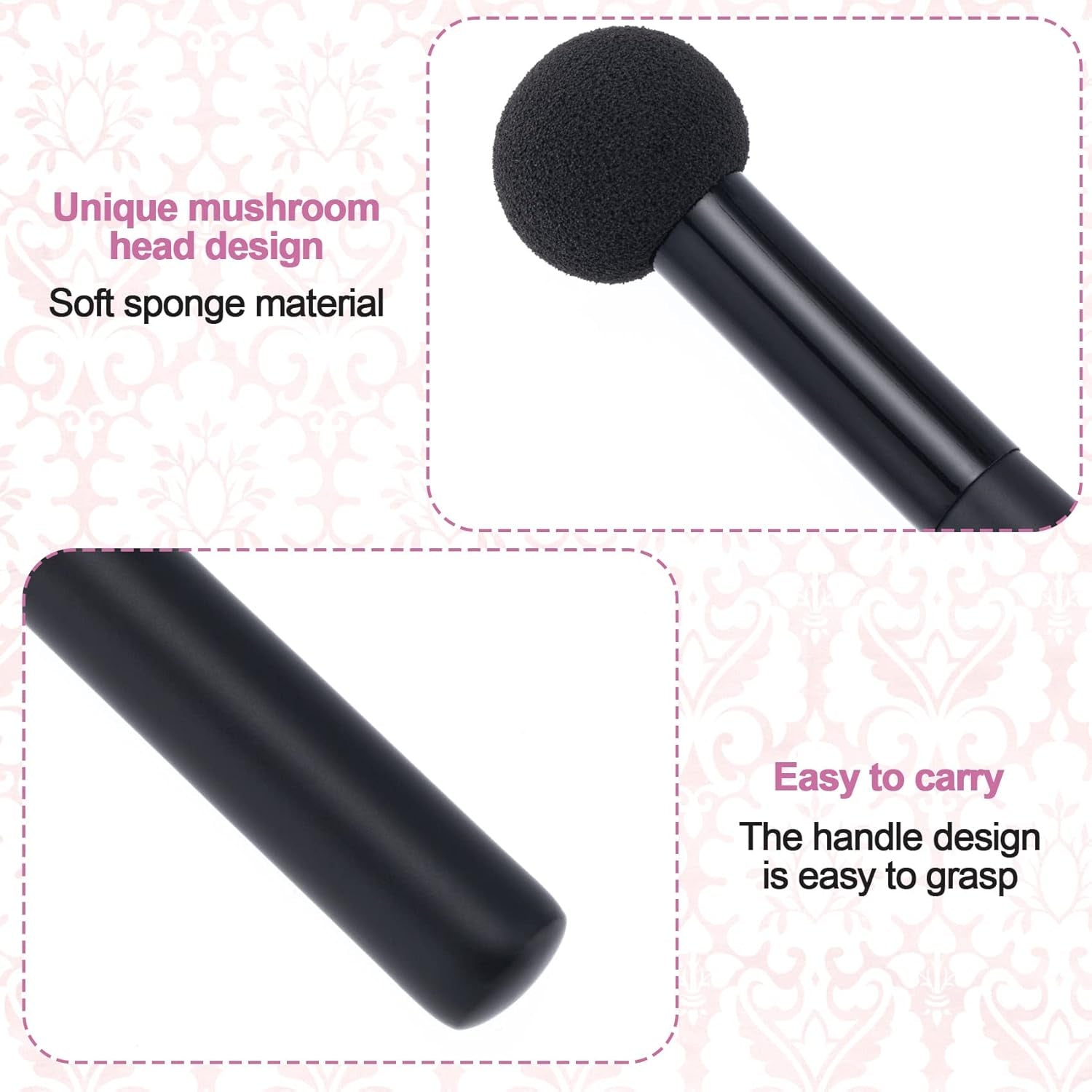 6Pcs Sponge Makeup Applicator with Handle, Sponge Eyeshadow Applicators Makeup, Eyeshadow Sponge Brush, Cotton Eye Makeup Eyeshadow Brushes Set for Women Girls (4.5 Inch Long) Washable