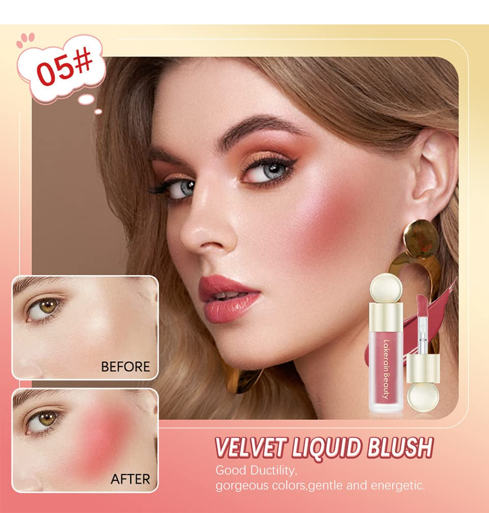 Soft Cream Blush Makeup, Liquid Blush for Cheeks, Natural-Looking Long Lasting, Smudge Proof, Velvet Mousse,Dewy Finish, Easy to Blend Blusher (#3)