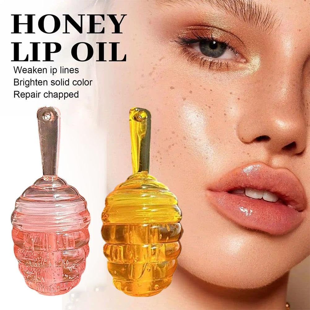 Hydrating Lip Oil,High Shine Honey Lip Oil,Long Lasting Moisturizing Lip Glow Oil,Non Sticky Lip Gloss,Dilute Lip Lines anti Dry Cracking Lip Oil Lip Plumper Lip Gloss