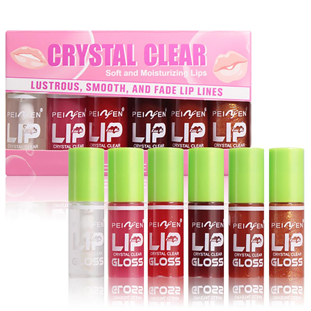 6 Color Lip Oil, Big Brush Head Hydrating Lip Glow Oil, Shiny Transparent Tinted Plumping Lip Oil, Nourishing & Non-Sticky Long Lasting Fresh Clear Smooth Lip Care- Set A
