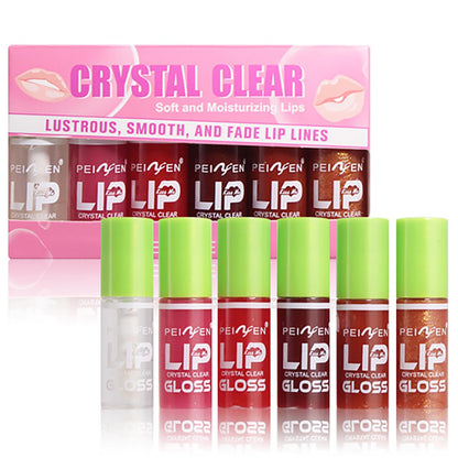6 Color Lip Oil, Big Brush Head Hydrating Lip Glow Oil, Shiny Transparent Tinted Plumping Lip Oil, Nourishing & Non-Sticky Long Lasting Fresh Clear Smooth Lip Care- Set A