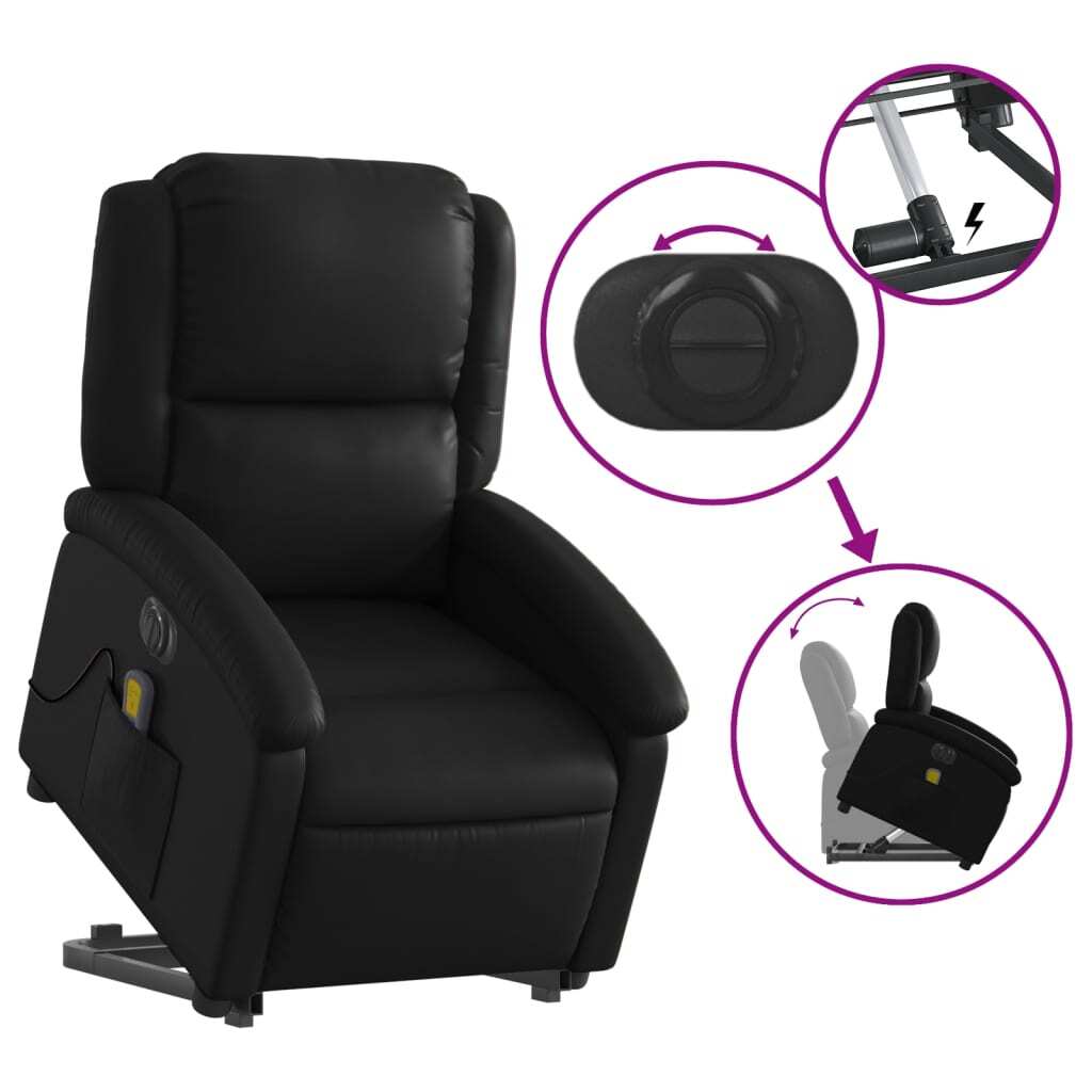 Electric Stand Up Massage Recliner Chair Black