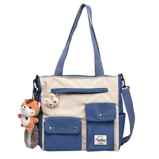 Color: Blue - Ladies shoulder canvas bag