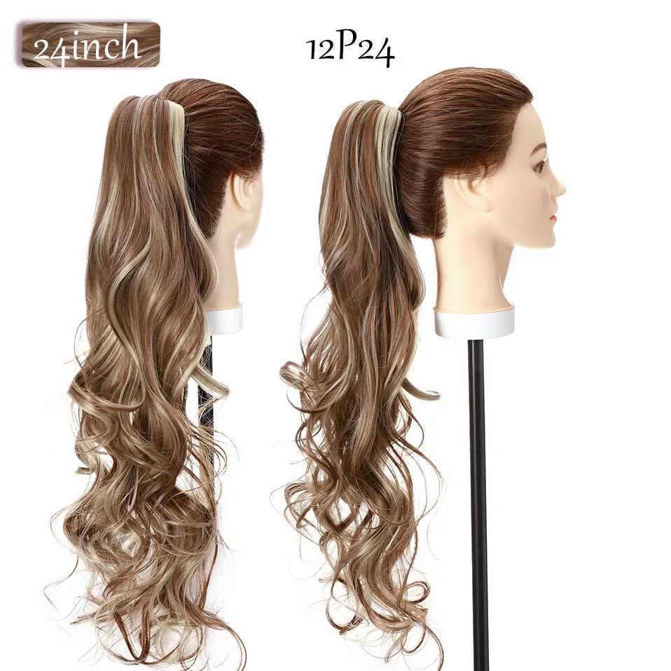 Synthetic 12-26Inch Claw Clip on Ponytail Hair Extension Ponytail Extension Hair for Women Pony Tail Hair Hairpiece