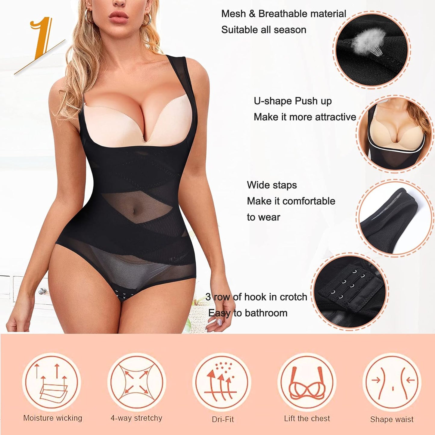 Waist Trainer Shapewear Bodysuits for Women Tummy Control Slimming Fajas Colombianas Body Shaper Open Bust Bodysuits