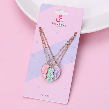 Best Friend Forever Necklace for 3 Girls Matching Heart Pendant BFF Necklaces for Sister BFF Birthday Friendship Jewelry Gifts