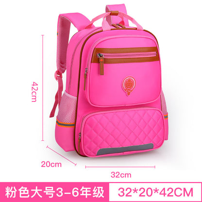 Color: Pink, Model: big - New children's schoolbag Korean version of primary school schoolbag 1-3-4-6 grade male and female double shoulder bag custom knapsack