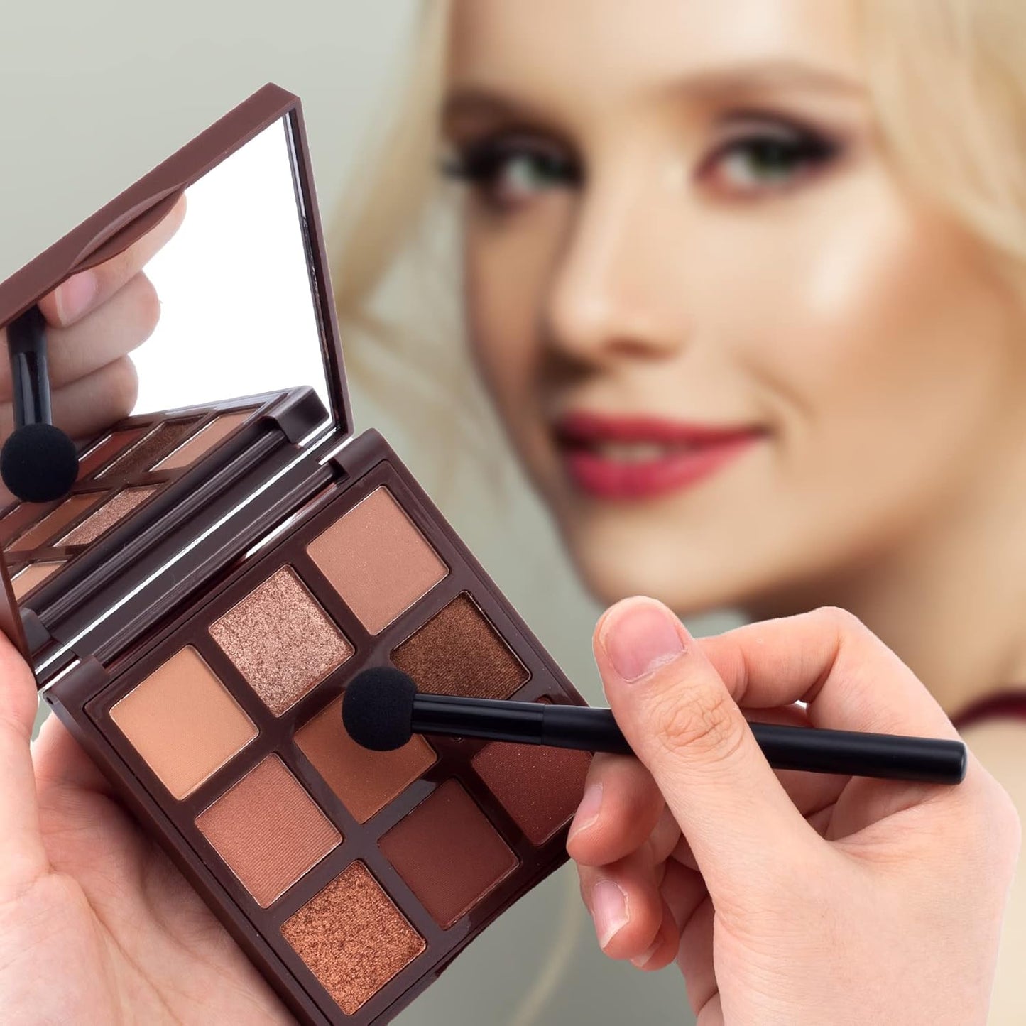 6Pcs Sponge Makeup Applicator with Handle, Sponge Eyeshadow Applicators Makeup, Eyeshadow Sponge Brush, Cotton Eye Makeup Eyeshadow Brushes Set for Women Girls (4.5 Inch Long) Washable