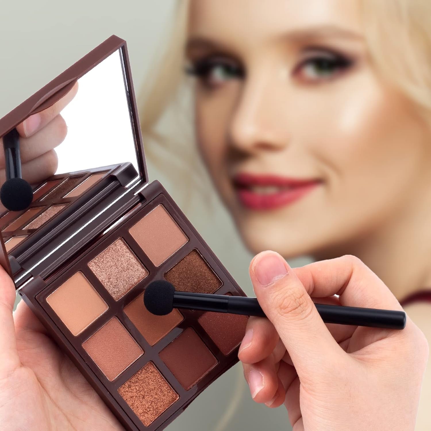 6Pcs Sponge Makeup Applicator with Handle, Sponge Eyeshadow Applicators Makeup, Eyeshadow Sponge Brush, Cotton Eye Makeup Eyeshadow Brushes Set for Women Girls (4.5 Inch Long) Washable