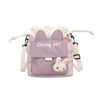Cartoon Bucket Bag Literary Student Canvas Bag Shoulder Messenger Bag