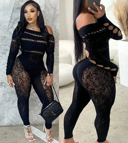 Hollow Out Sexy Curves Nightclub Party Transparent Super Elastic Mesh Playsuit Bodysuit Romper Ropa De Mujer Romper Jumpsuit