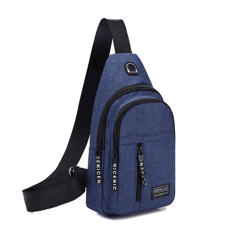 Color: Blue, Style: B - Men's One Shoulder Crossbody Chest Bag