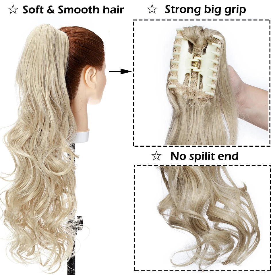 Synthetic 12-26Inch Claw Clip on Ponytail Hair Extension Ponytail Extension Hair for Women Pony Tail Hair Hairpiece
