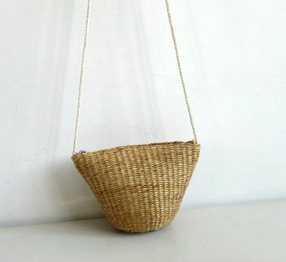 Size: 17X11cm, Color: Style 1 - Rattan bag Messenger bag straw bag