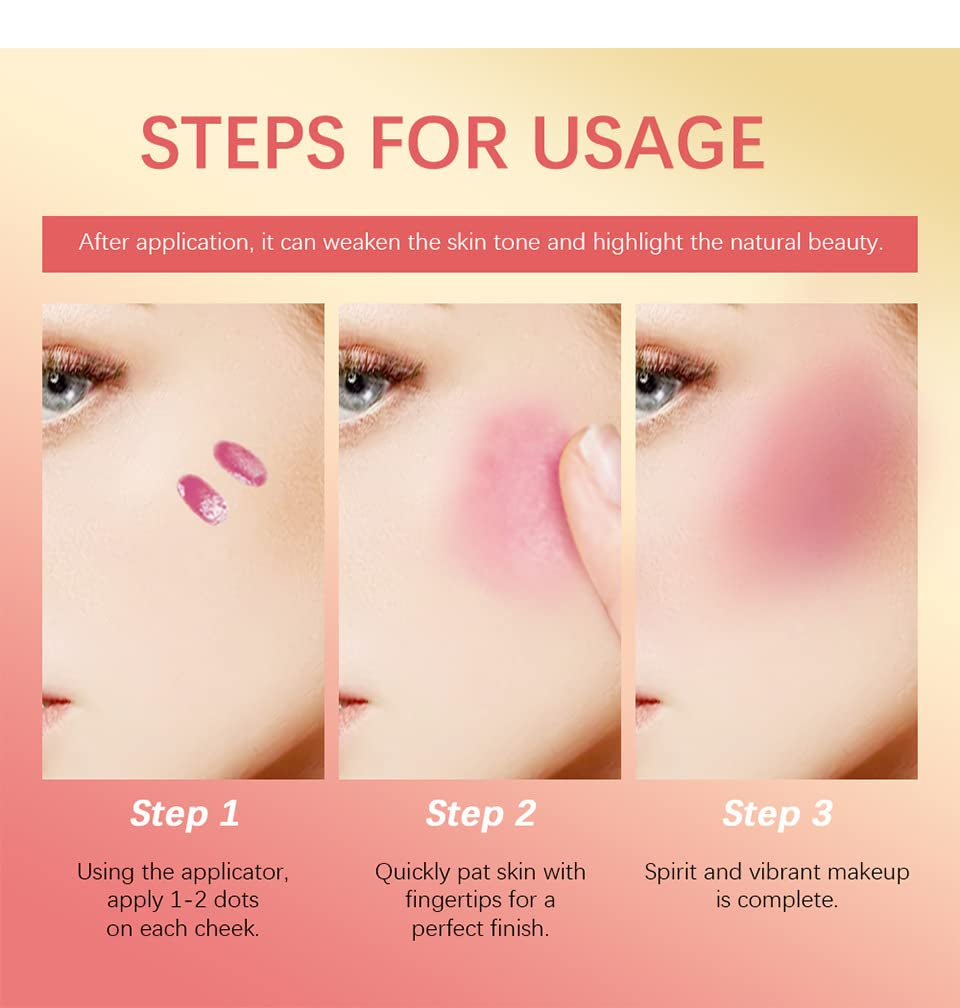 Soft Cream Blush Makeup, Liquid Blush for Cheeks, Natural-Looking Long Lasting, Smudge Proof, Velvet Mousse,Dewy Finish, Easy to Blend Blusher (#3)