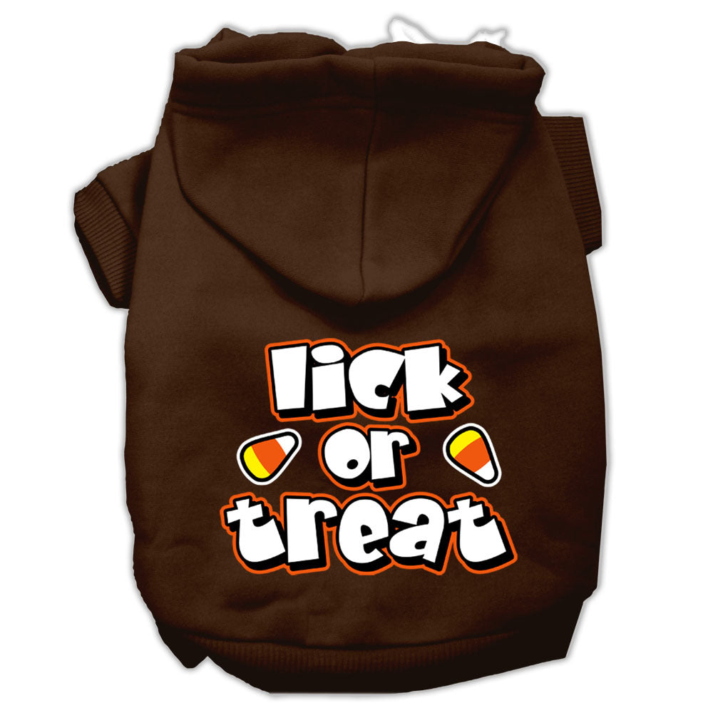 Sudadera con capucha para mascotas con estampado de serigrafía "Lick Or Treat" en color marrón, talla pequeña