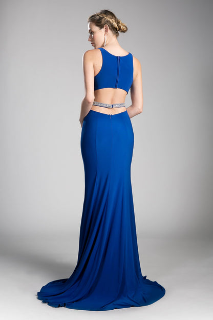 Beaded Belt Stretch Knit Sheath Dress