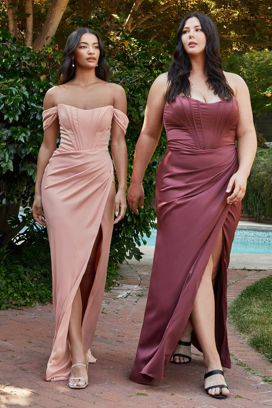 Vestido de satén suave con corsé