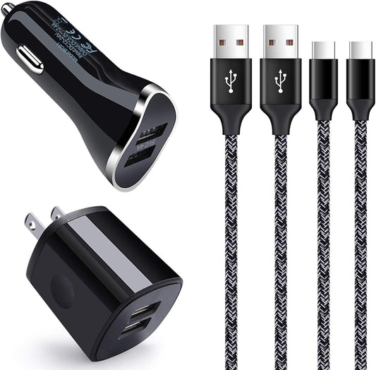 USB Type C Charger Cable for Samsung Galaxy A17 A16 A35 A26 A36 A56 A15 A25 A55 S25 Ultra A14 A54 A13 A23 A53 A32 S23 S22 S21 S20 S10E S10,Android Phone Car Charger Wall Adapter+Fast Charging Cord 6FT