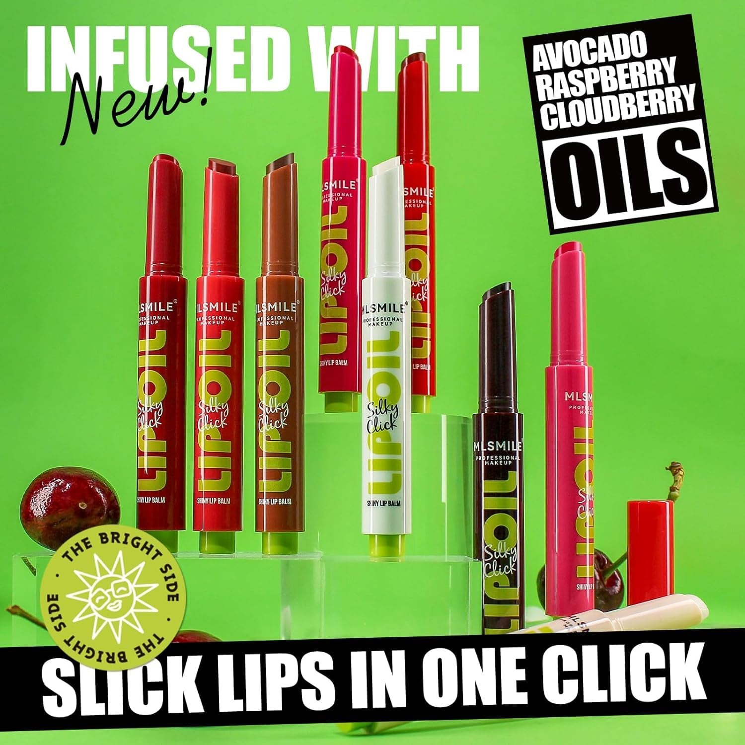 3 Colors Fat Lip Oil Click Slick, Moisturizing and Long-Lasting Lip Balm, Non-Stick and High Pigment Lip Glow Oil, Lightweight Lip Plumper with Coconut Oil (Set: A)