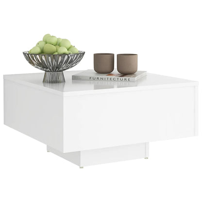 Coffee Table White Engineered Wood 23.6 in x 23.6 in x 12.4 in