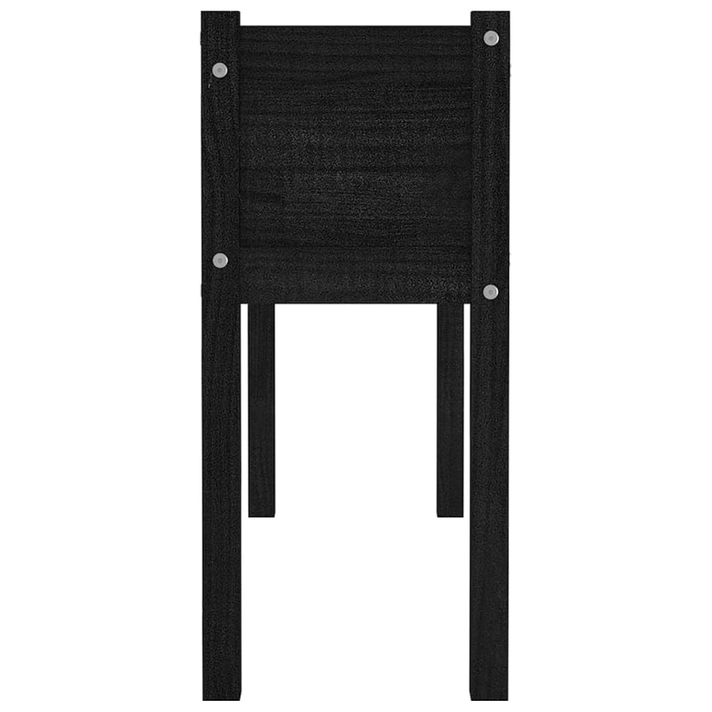 Planter Set of 2 Black Solid Pinewood 43.3 x 12.2 x 27.6 in