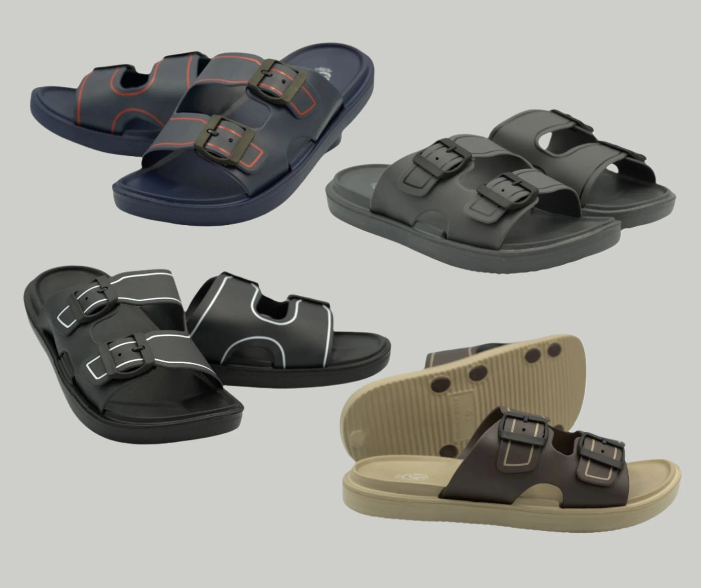 TX103 Footbed Slippers for Men – Comfortable Slip-On House Slides with Arch Support | Soft Cushioned Sandals for Indoor & Outdoor Use | Lightweight, Anti-Slip & Breathable