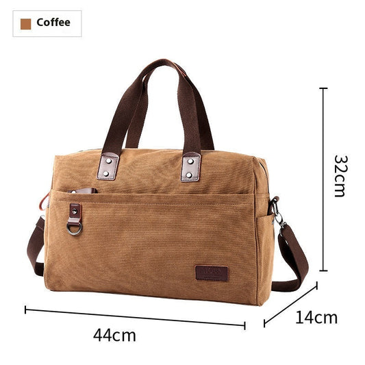 Color: Trendy Brown - Fashion Men's Retro Canvas Out Luggage Business Travel Handbag
