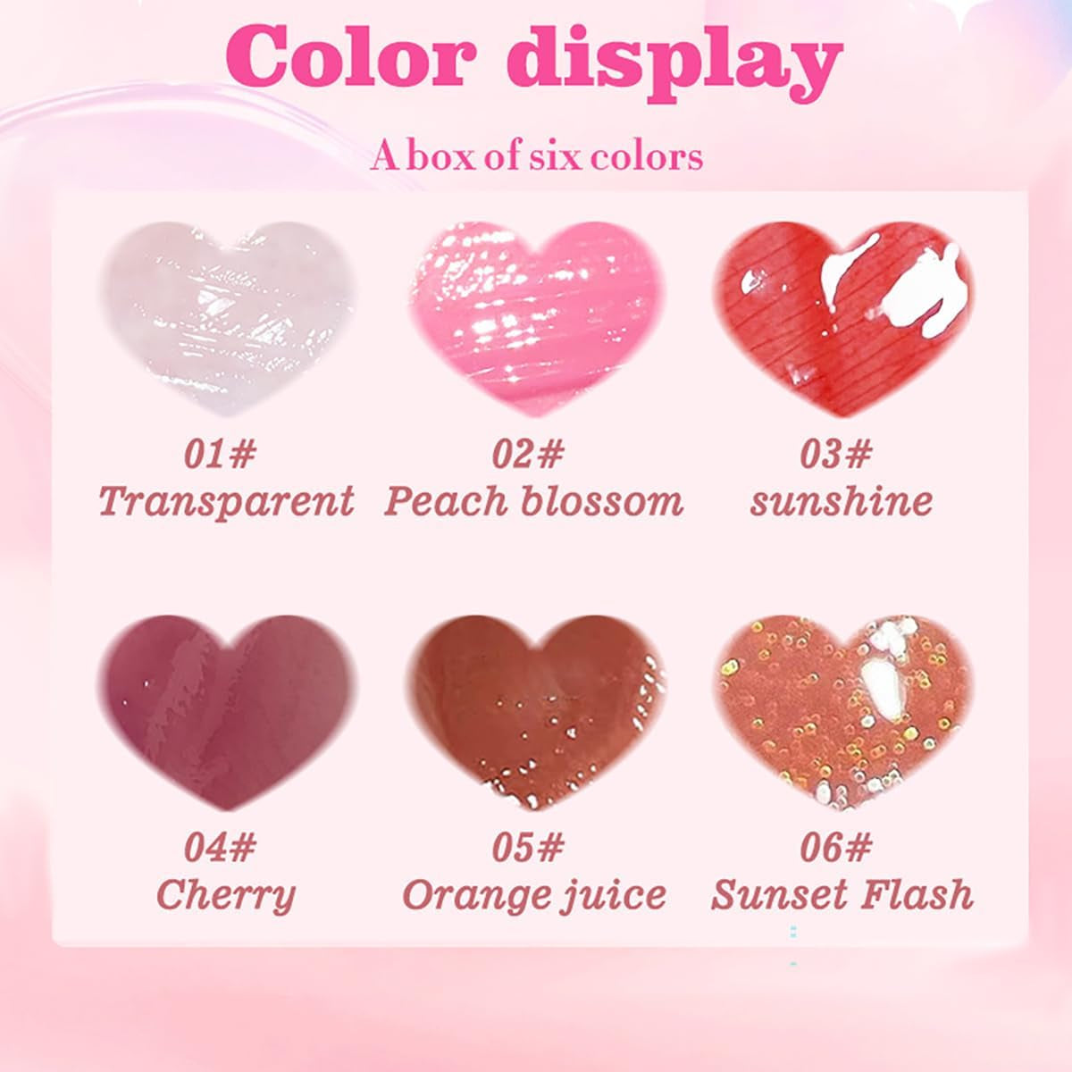 6 Color Lip Oil, Big Brush Head Hydrating Lip Glow Oil, Shiny Transparent Tinted Plumping Lip Oil, Nourishing & Non-Sticky Long Lasting Fresh Clear Smooth Lip Care- Set A