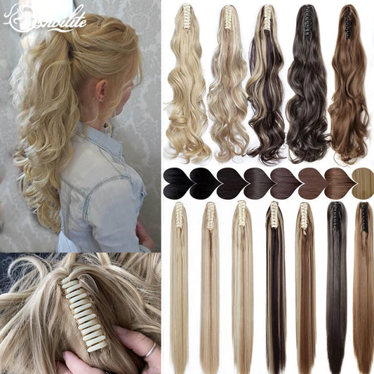 Synthetic 12-26Inch Claw Clip on Ponytail Hair Extension Ponytail Extension Hair for Women Pony Tail Hair Hairpiece