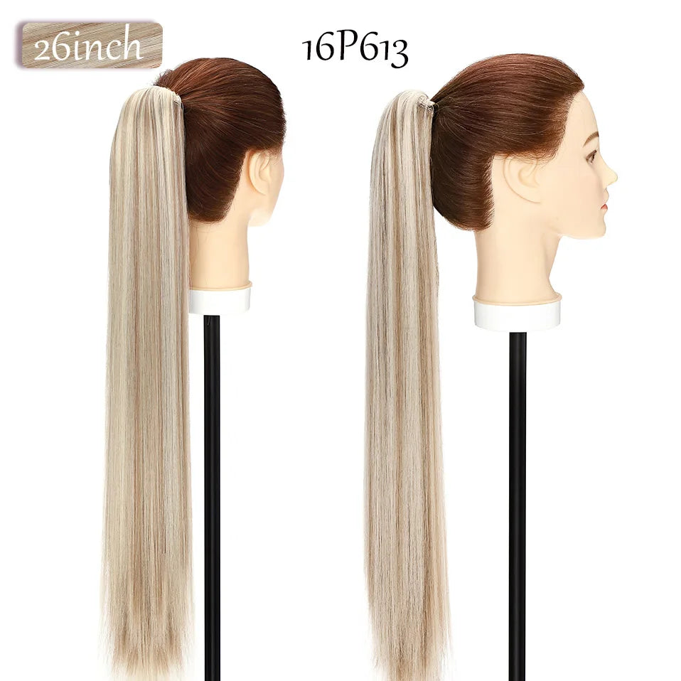 Synthetic 12-26Inch Claw Clip on Ponytail Hair Extension Ponytail Extension Hair for Women Pony Tail Hair Hairpiece