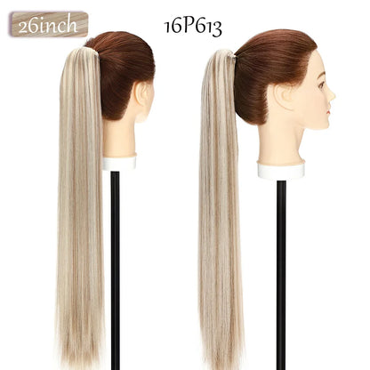 Synthetic 12-26Inch Claw Clip on Ponytail Hair Extension Ponytail Extension Hair for Women Pony Tail Hair Hairpiece