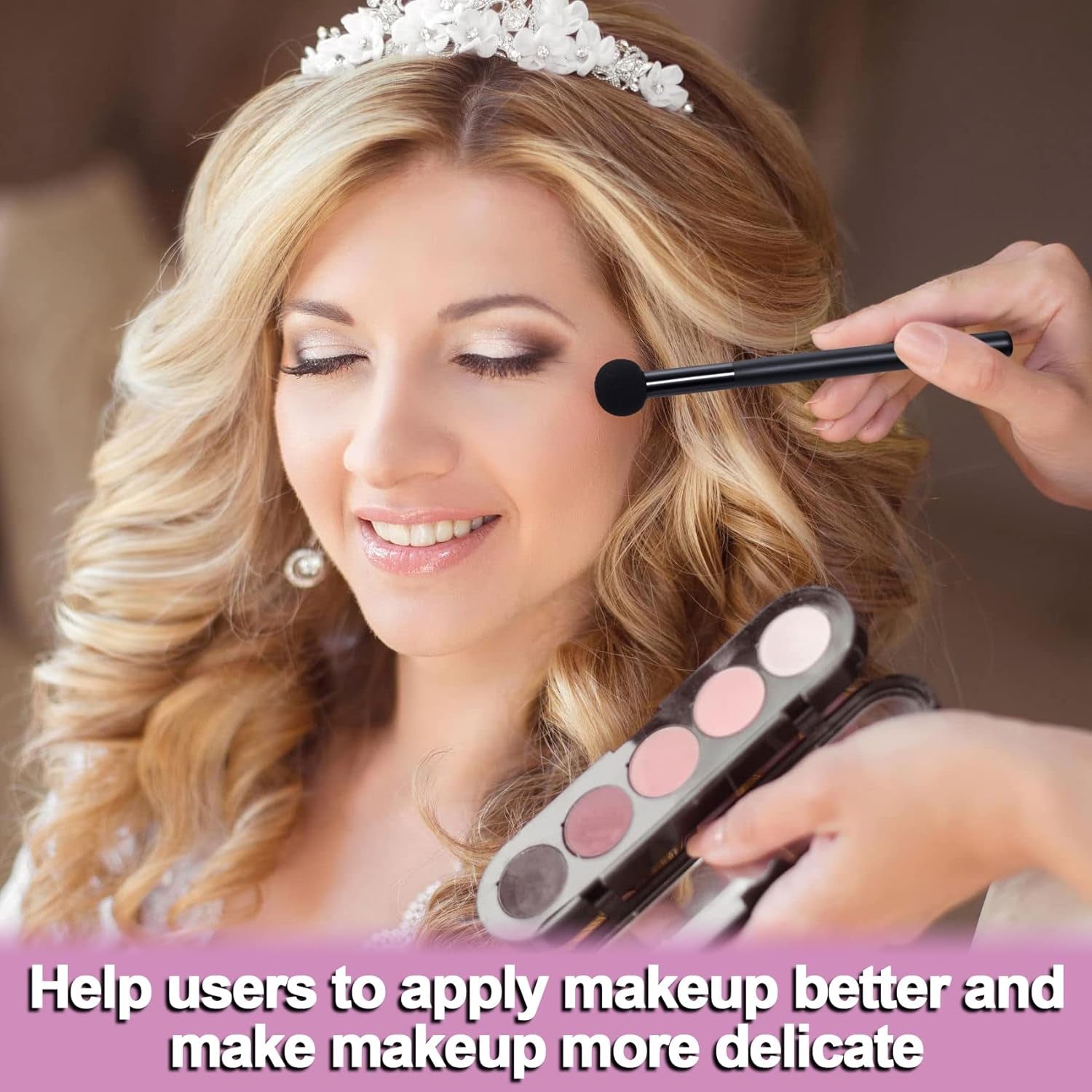 6Pcs Sponge Makeup Applicator with Handle, Sponge Eyeshadow Applicators Makeup, Eyeshadow Sponge Brush, Cotton Eye Makeup Eyeshadow Brushes Set for Women Girls (4.5 Inch Long) Washable