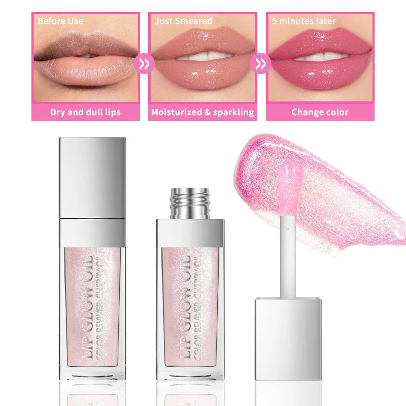 Sext Lip Oil 8Ml Cherry Pink Lips Plumper Gloss Hydrating Plumping Lips Coat Tinted Lip Plumper Serum Lips Glow Oil Makeup