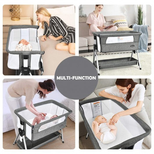 Cuna ajustable para bebé con amplio espacio de almacenamiento - Gris oscuro - Color: Gris oscuro
