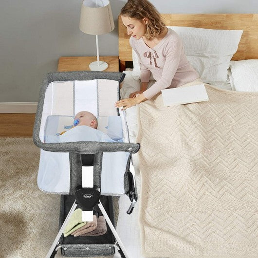 Cuna ajustable para bebé con amplio espacio de almacenamiento - Gris oscuro - Color: Gris oscuro